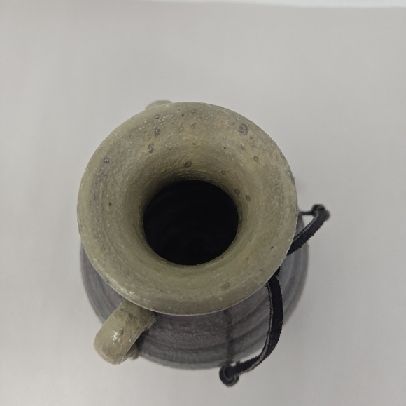 Studio Art Handmade Small Medium Vase Purple Gray Tan Feather Leather Tie - Picture 5 of 12